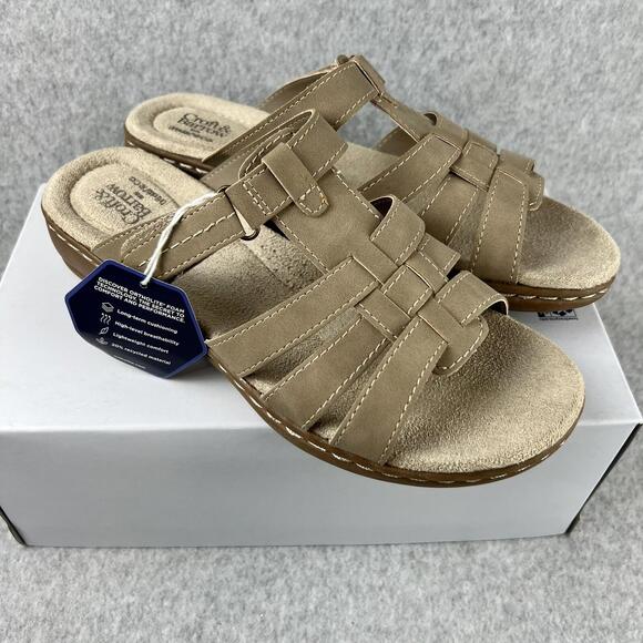 Croft & Barrow Womens Size 9.5 Tan Slip On Sandals Ortholite Eco Walking Comfort - Picture 7 of 10